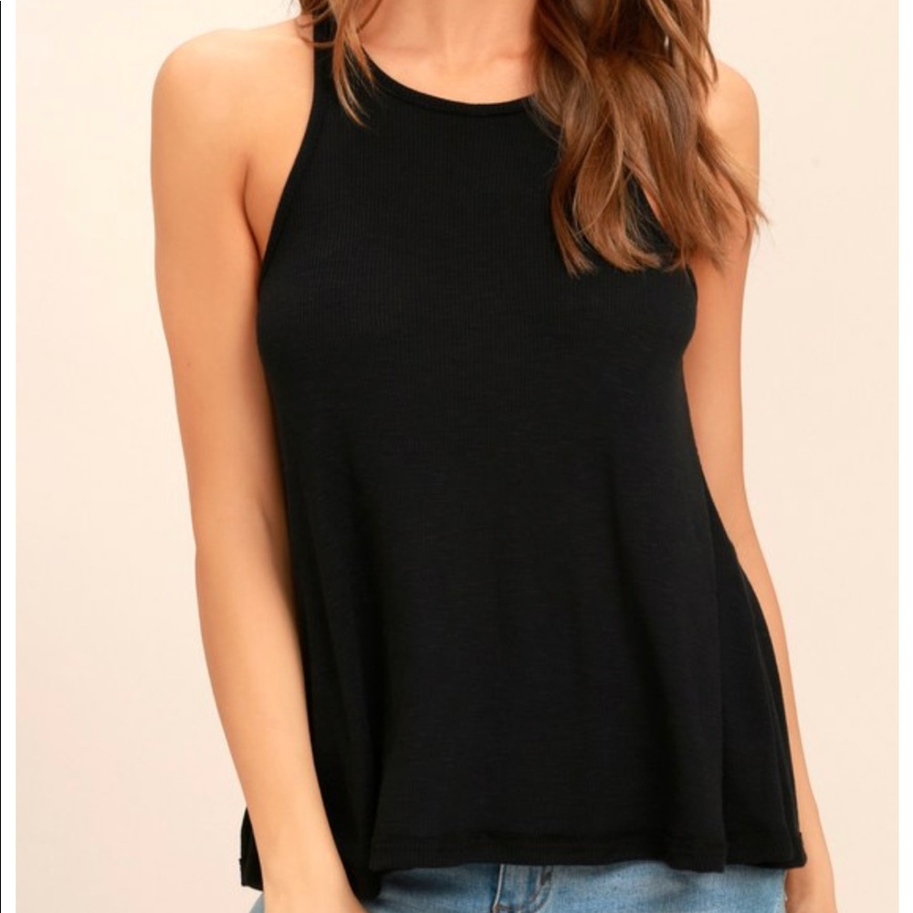 FREE PEOPLE black Long Beach tank top